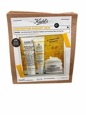 Kiehl's Destination Radiant Skin Set - cleanser Sunscreen & Moisturizer Travel